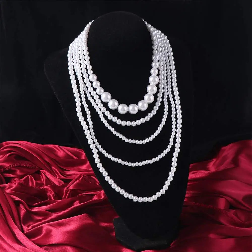Trendy Charms Pearl Beaded Necklaces Luxury Sweet Multi Layer Necklaces Neck Jewelry Body Chain Exaggerated Necklaces Gifts