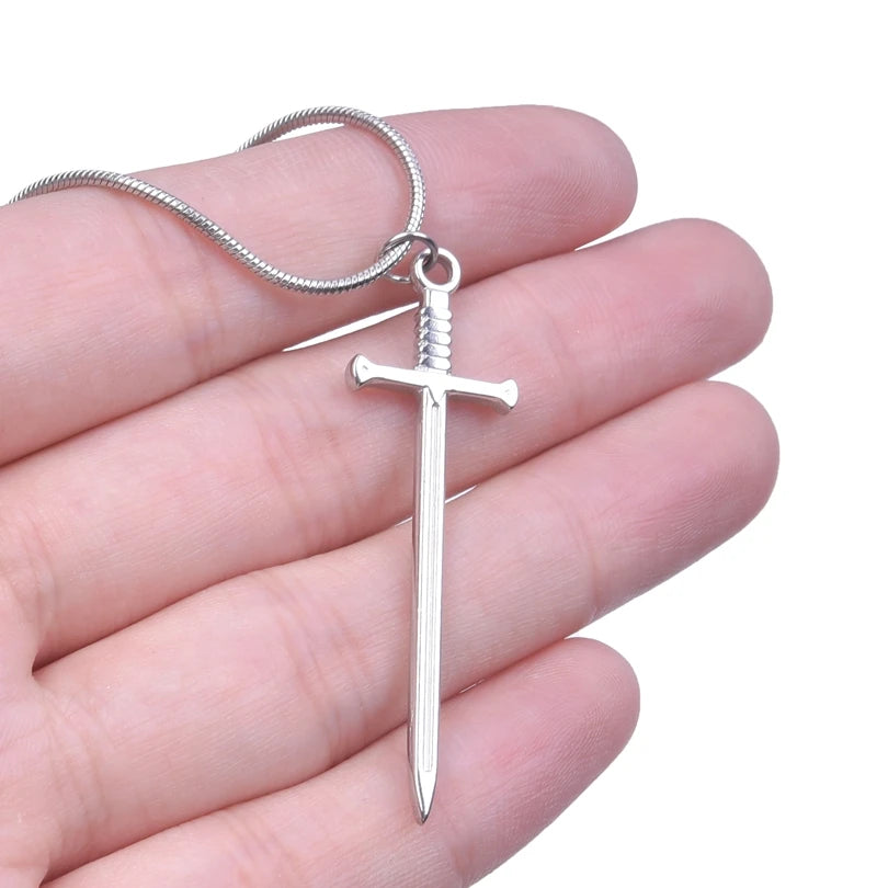 Punk Hip Hop Jewelry On The Neck Necklace Sword Pendant 100% Stainless Steel Necklaces For Women Men Accessories Choker Collar