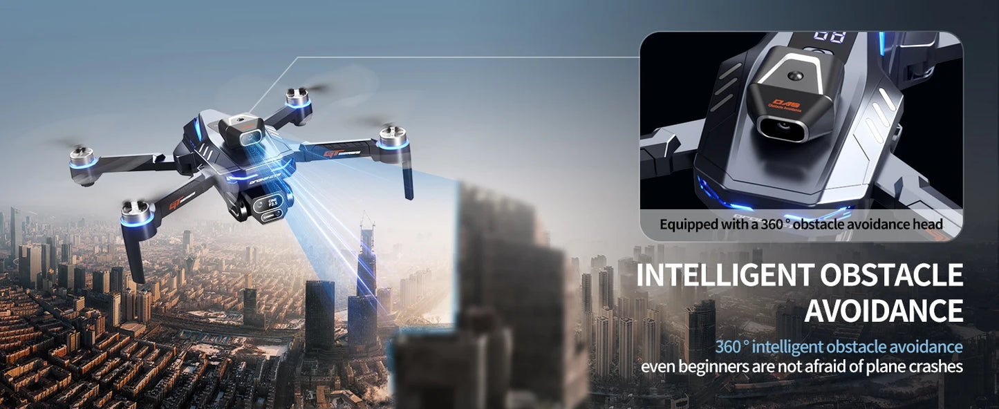 The new foldable drone GT8 is a high-definition, front and rear three-camera, brushless 360° obstacle avoidance children's gift