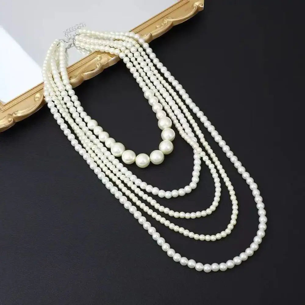 Trendy Charms Pearl Beaded Necklaces Luxury Sweet Multi Layer Necklaces Neck Jewelry Body Chain Exaggerated Necklaces Gifts