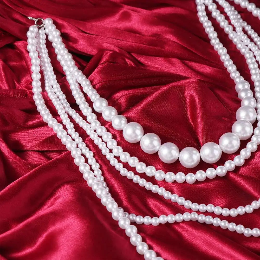 Trendy Charms Pearl Beaded Necklaces Luxury Sweet Multi Layer Necklaces Neck Jewelry Body Chain Exaggerated Necklaces Gifts