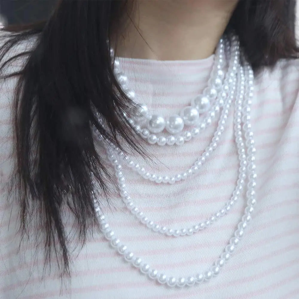 Trendy Charms Pearl Beaded Necklaces Luxury Sweet Multi Layer Necklaces Neck Jewelry Body Chain Exaggerated Necklaces Gifts