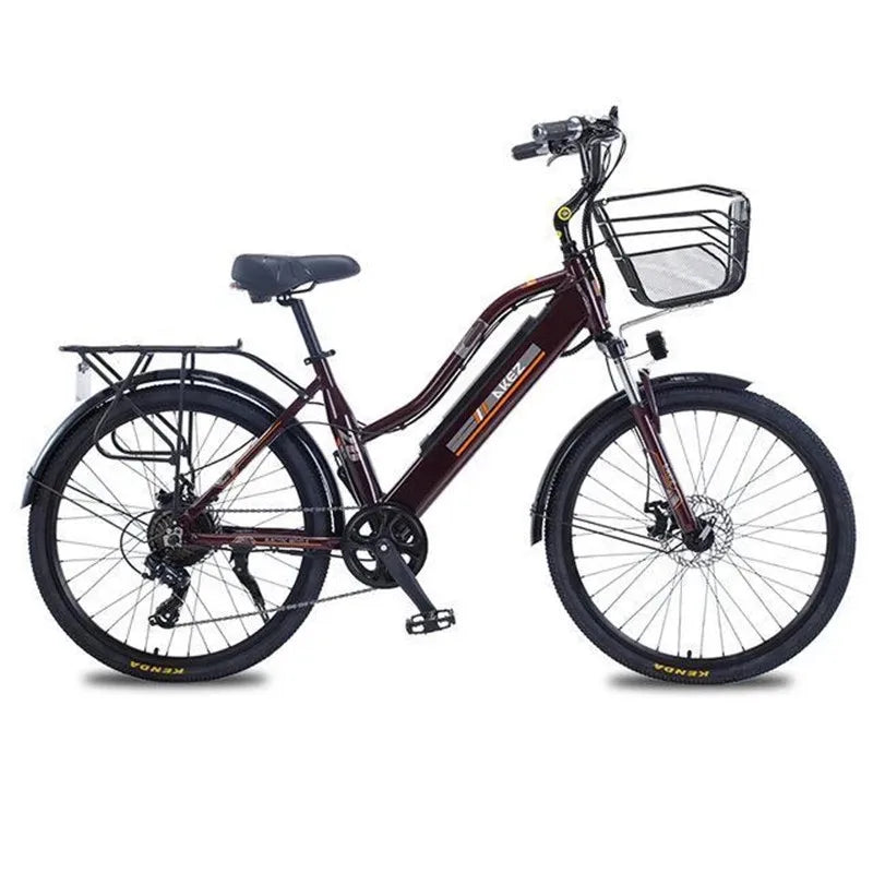 Adult Electric Bicycle 2 Seats 26 Inch 350W 36V 2 Wheel Electric City Bike With Basket /Shock Absorber 35km/h Removable Battery