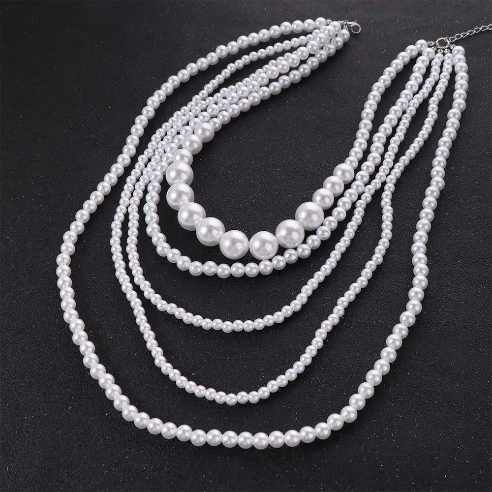 Trendy Charms Pearl Beaded Necklaces Luxury Sweet Multi Layer Necklaces Neck Jewelry Body Chain Exaggerated Necklaces Gifts