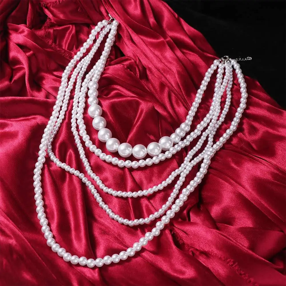 Trendy Charms Pearl Beaded Necklaces Luxury Sweet Multi Layer Necklaces Neck Jewelry Body Chain Exaggerated Necklaces Gifts