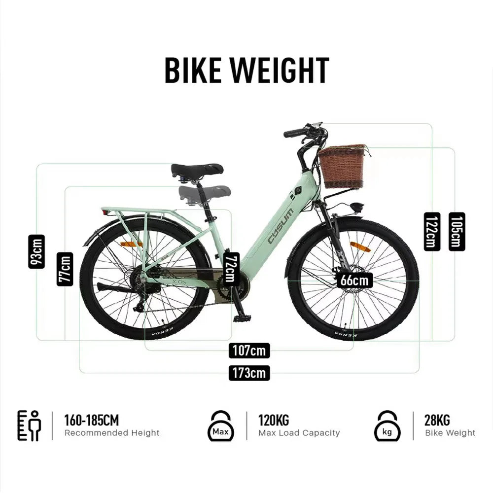Electric Bicycle 26Inch Women's City Bike 48V 10.4Ah Removable Battery Range 25km/h and 80km Adults Urban Commuter E-Bike