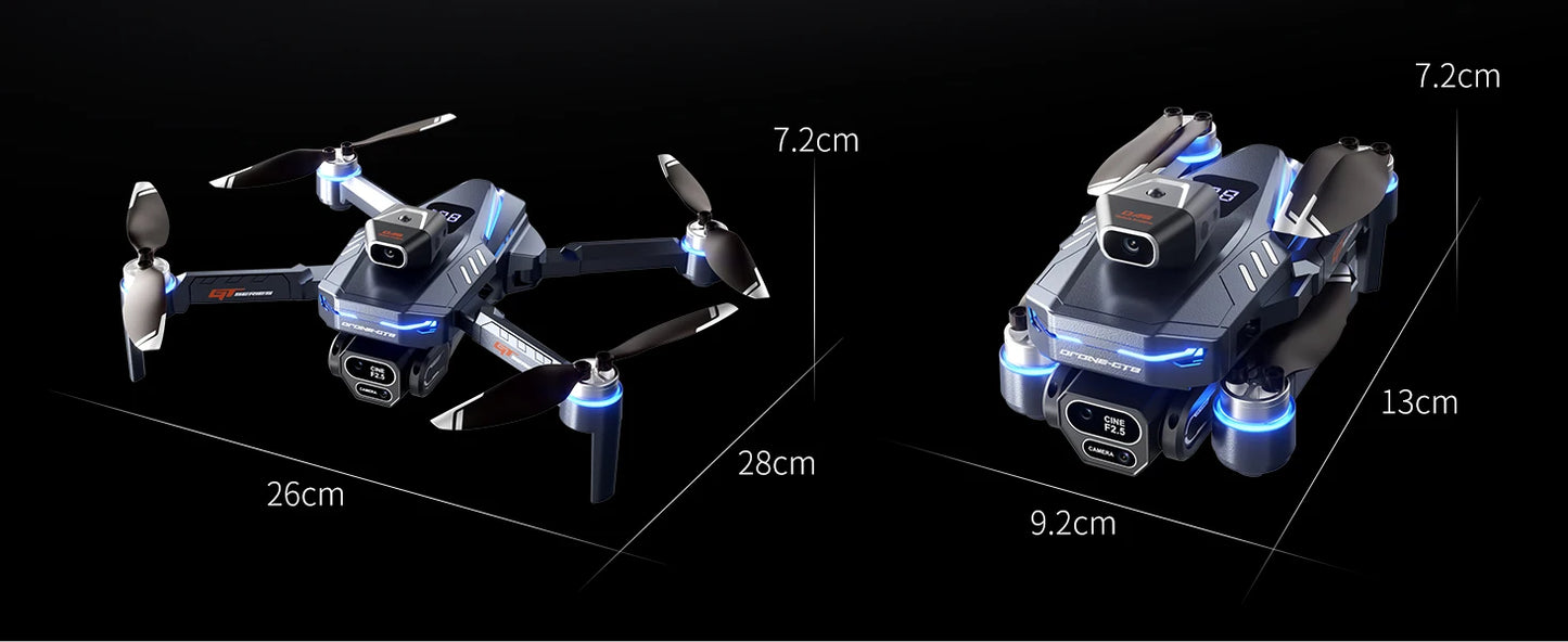 The new foldable drone GT8 is a high-definition, front and rear three-camera, brushless 360° obstacle avoidance children's gift