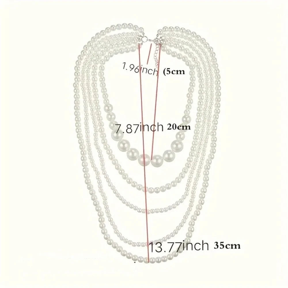 Trendy Charms Pearl Beaded Necklaces Luxury Sweet Multi Layer Necklaces Neck Jewelry Body Chain Exaggerated Necklaces Gifts
