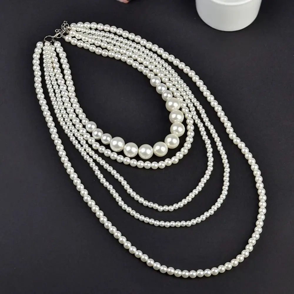 Trendy Charms Pearl Beaded Necklaces Luxury Sweet Multi Layer Necklaces Neck Jewelry Body Chain Exaggerated Necklaces Gifts