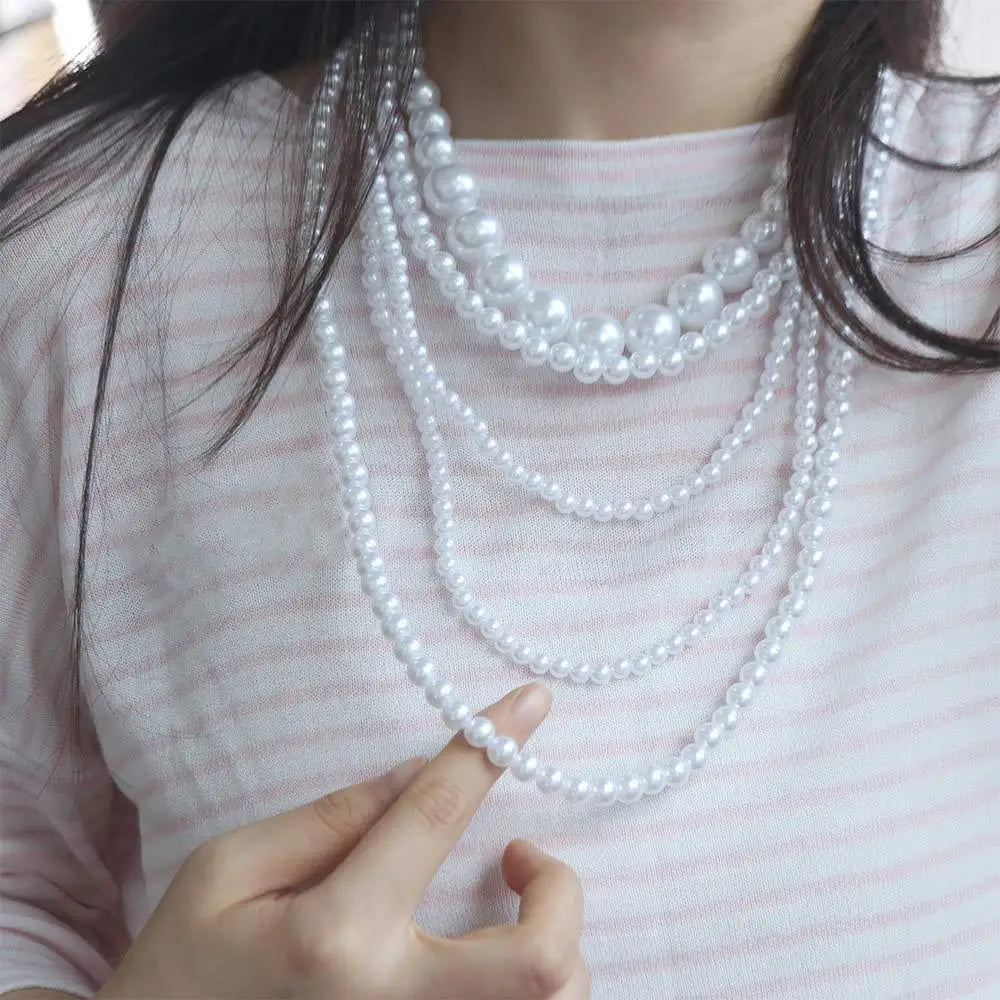 Trendy Charms Pearl Beaded Necklaces Luxury Sweet Multi Layer Necklaces Neck Jewelry Body Chain Exaggerated Necklaces Gifts