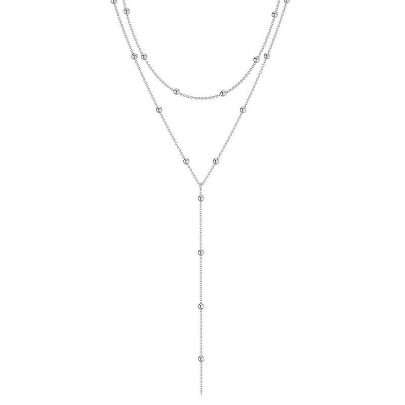 Gold Plated Lariat Necklace for Women Double Laryer Long Chain Drop Pendant Choker Necklaces Fashion Gifts