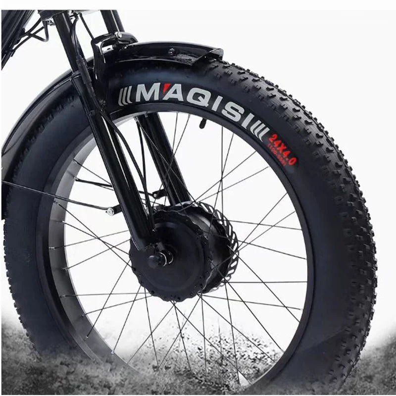 Electric Tricycle For Adults Battery Removable Range of 65km 750w 48W 7-Speed Transmission 24 Inch Snow Fat Bike Electic Bicycle