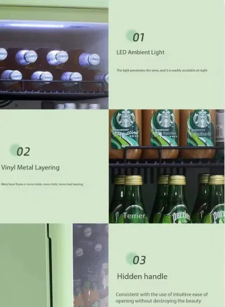 New Cabinet Refrigerator Small Wine Cabinet Bar Display Home Crisper Glass Door Tea Wine Beverage Refrigerator Wireless Charging