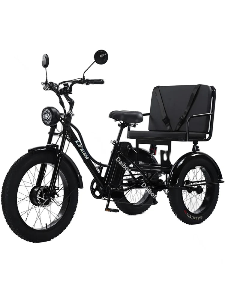 Electric Tricycle For Adults Battery Removable Range of 65km 750w 48W 7-Speed Transmission 24 Inch Snow Fat Bike Electic Bicycle