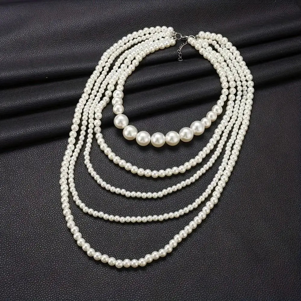 Trendy Charms Pearl Beaded Necklaces Luxury Sweet Multi Layer Necklaces Neck Jewelry Body Chain Exaggerated Necklaces Gifts