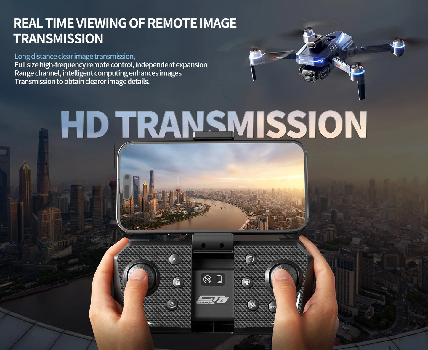 The new foldable drone GT8 is a high-definition, front and rear three-camera, brushless 360° obstacle avoidance children's gift