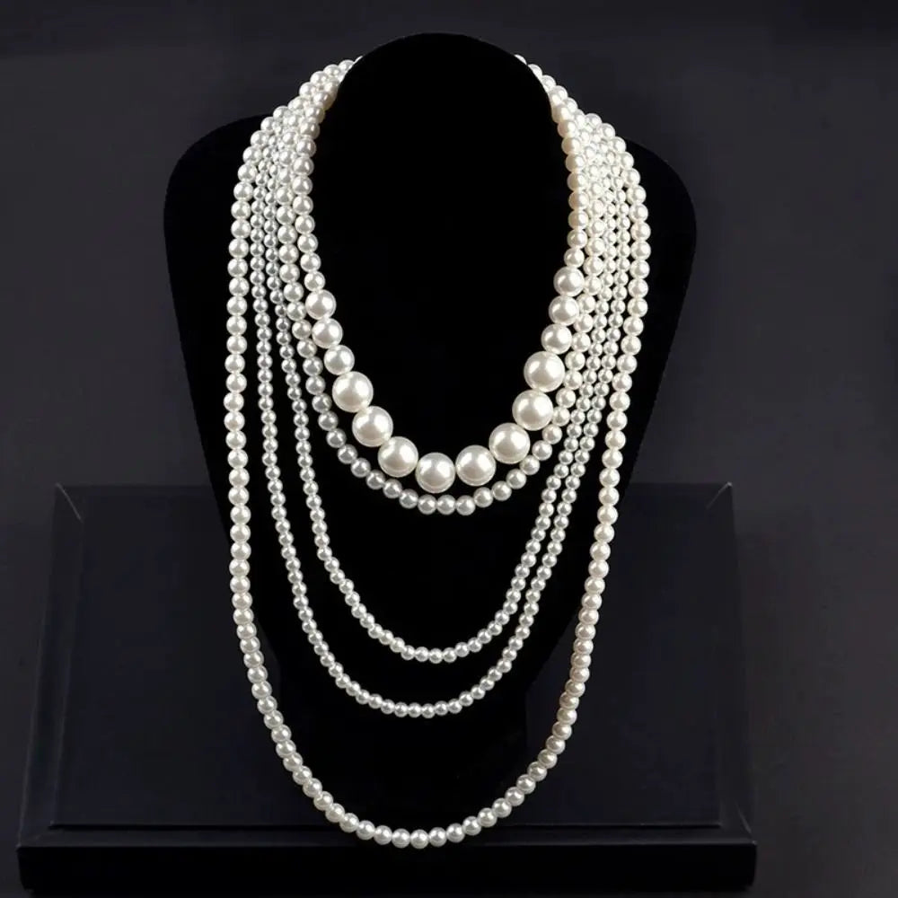 Trendy Charms Pearl Beaded Necklaces Luxury Sweet Multi Layer Necklaces Neck Jewelry Body Chain Exaggerated Necklaces Gifts