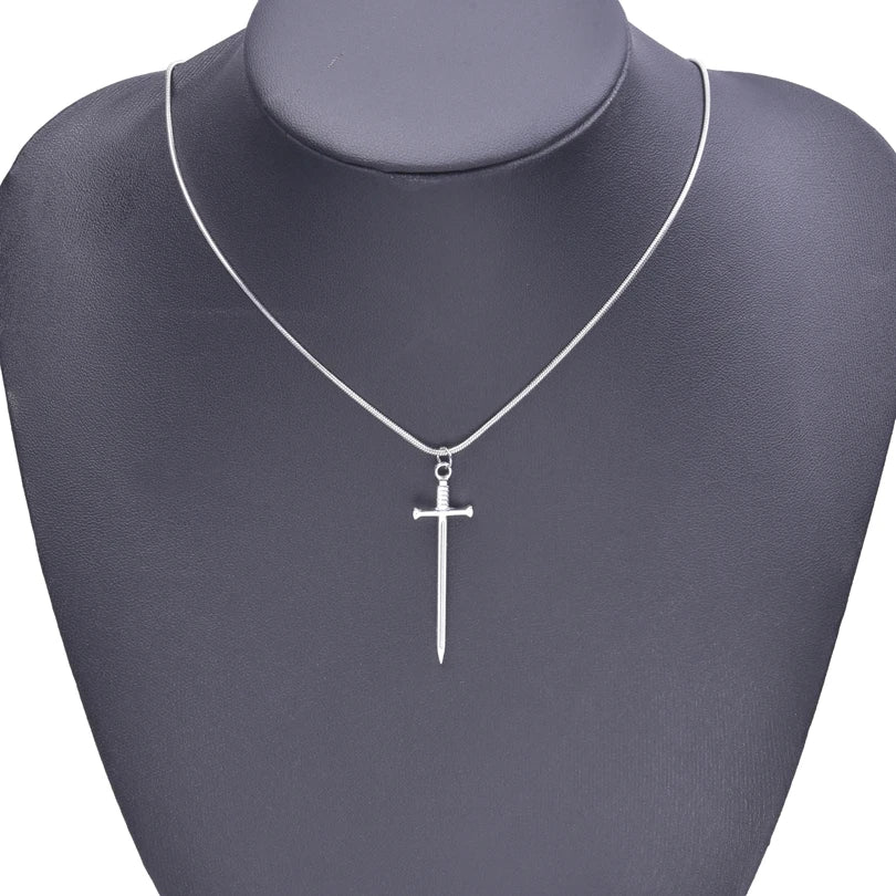 Punk Hip Hop Jewelry On The Neck Necklace Sword Pendant 100% Stainless Steel Necklaces For Women Men Accessories Choker Collar