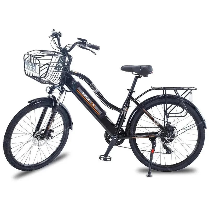 Adult Electric Bicycle 2 Seats 26 Inch 350W 36V 2 Wheel Electric City Bike With Basket /Shock Absorber 35km/h Removable Battery