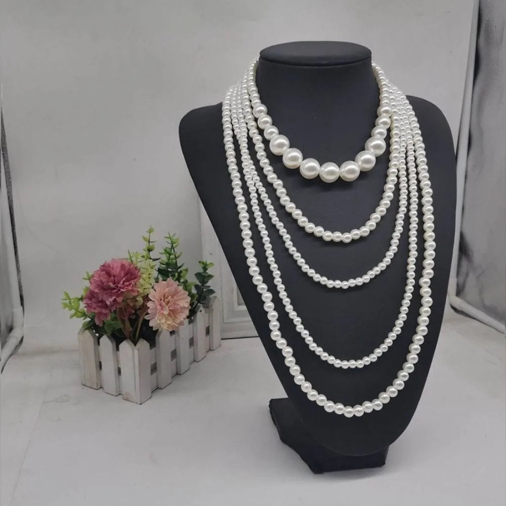 Trendy Charms Pearl Beaded Necklaces Luxury Sweet Multi Layer Necklaces Neck Jewelry Body Chain Exaggerated Necklaces Gifts