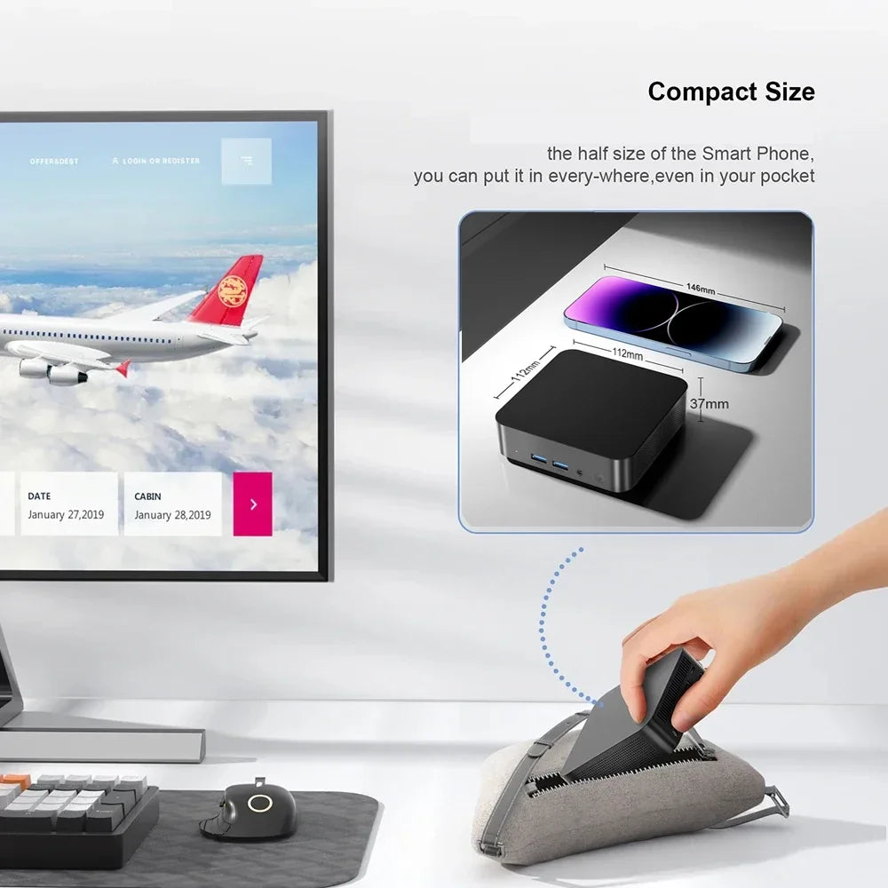 Mini PC Windows 11 Pro Intel 8th Gen Intel i9 Mini PC DDR4 12GB RAM 512GB ROM WiFi 6 BT5.2 Desktop Computer Gaming Mini PC