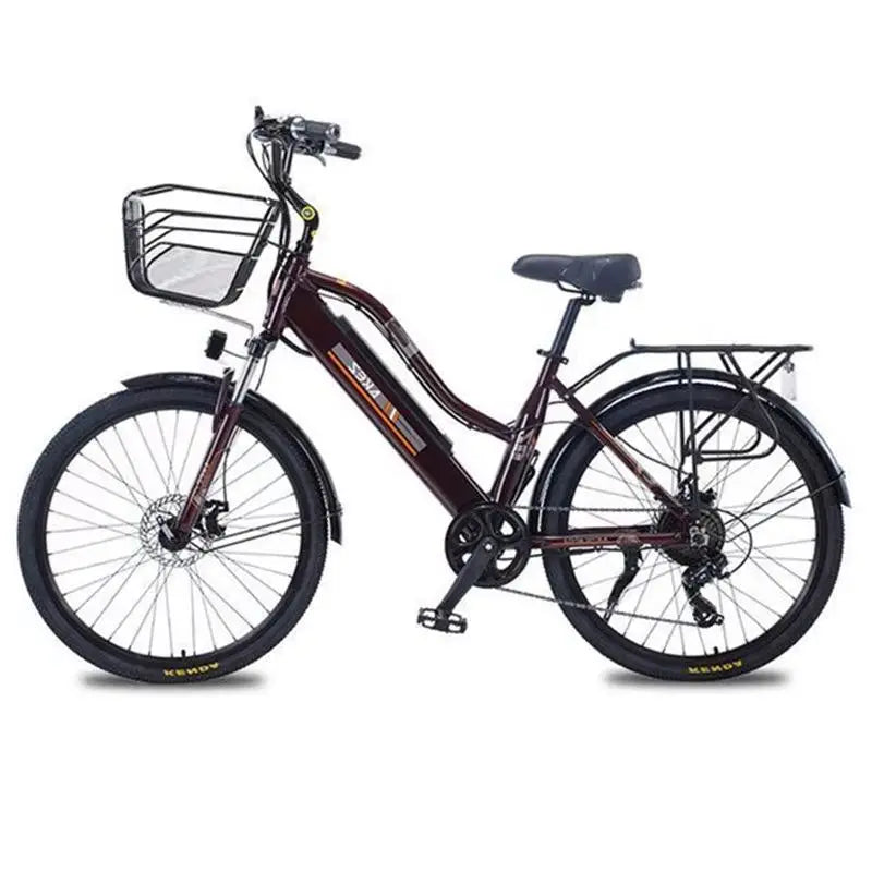 Adult Electric Bicycle 2 Seats 26 Inch 350W 36V 2 Wheel Electric City Bike With Basket /Shock Absorber 35km/h Removable Battery