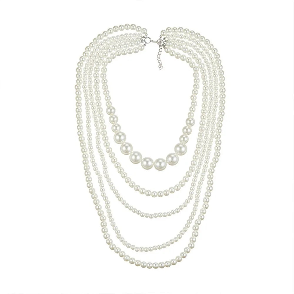 Trendy Charms Pearl Beaded Necklaces Luxury Sweet Multi Layer Necklaces Neck Jewelry Body Chain Exaggerated Necklaces Gifts