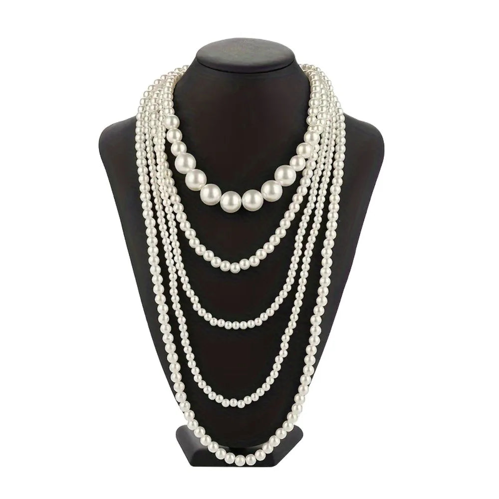 Trendy Charms Pearl Beaded Necklaces Luxury Sweet Multi Layer Necklaces Neck Jewelry Body Chain Exaggerated Necklaces Gifts