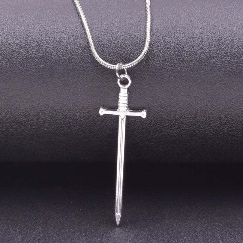 Punk Hip Hop Jewelry On The Neck Necklace Sword Pendant 100% Stainless Steel Necklaces For Women Men Accessories Choker Collar