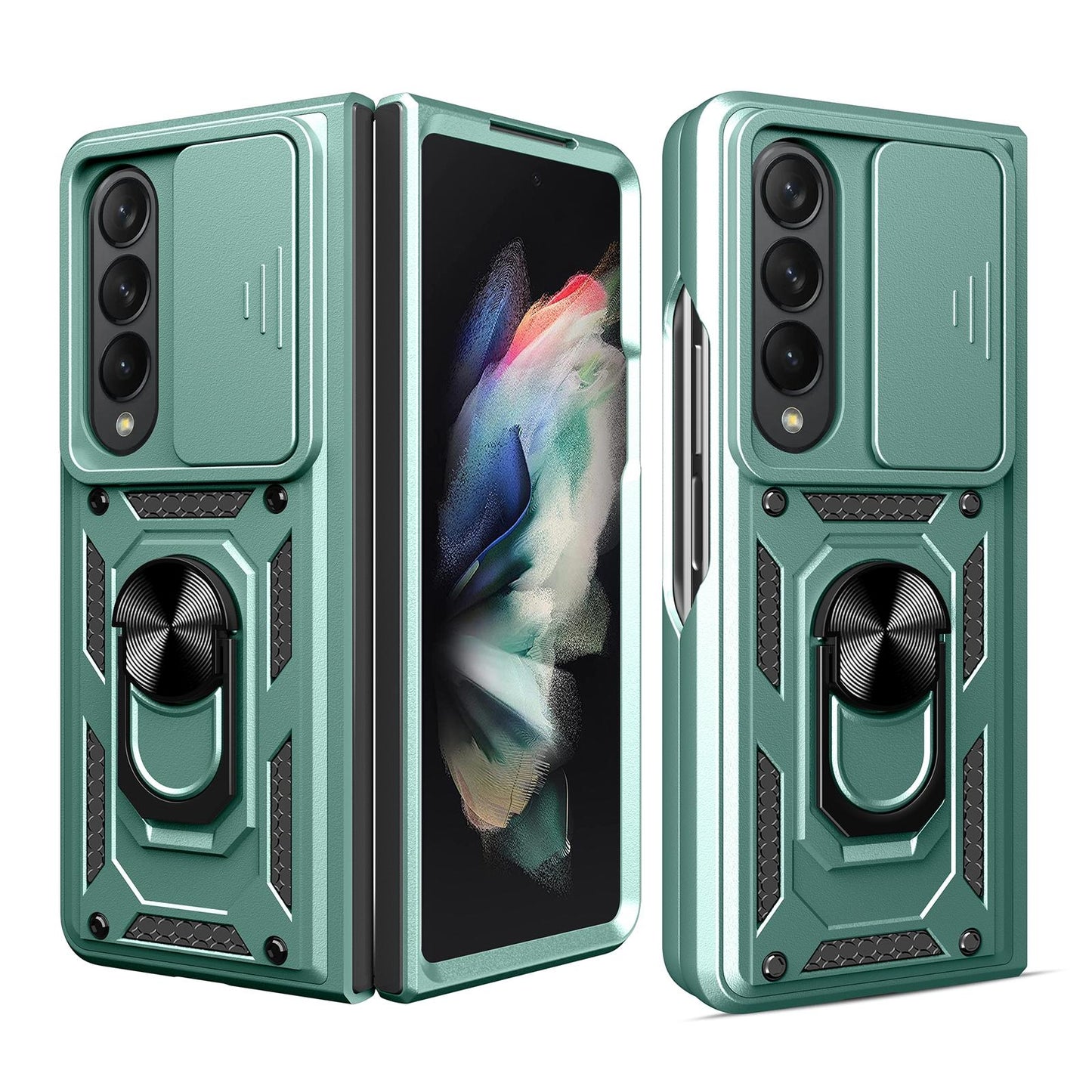 NNEDSZ Samsung Galaxy Z Fold 4 Tpu Pc Case With Sliding Camera Cover - Green