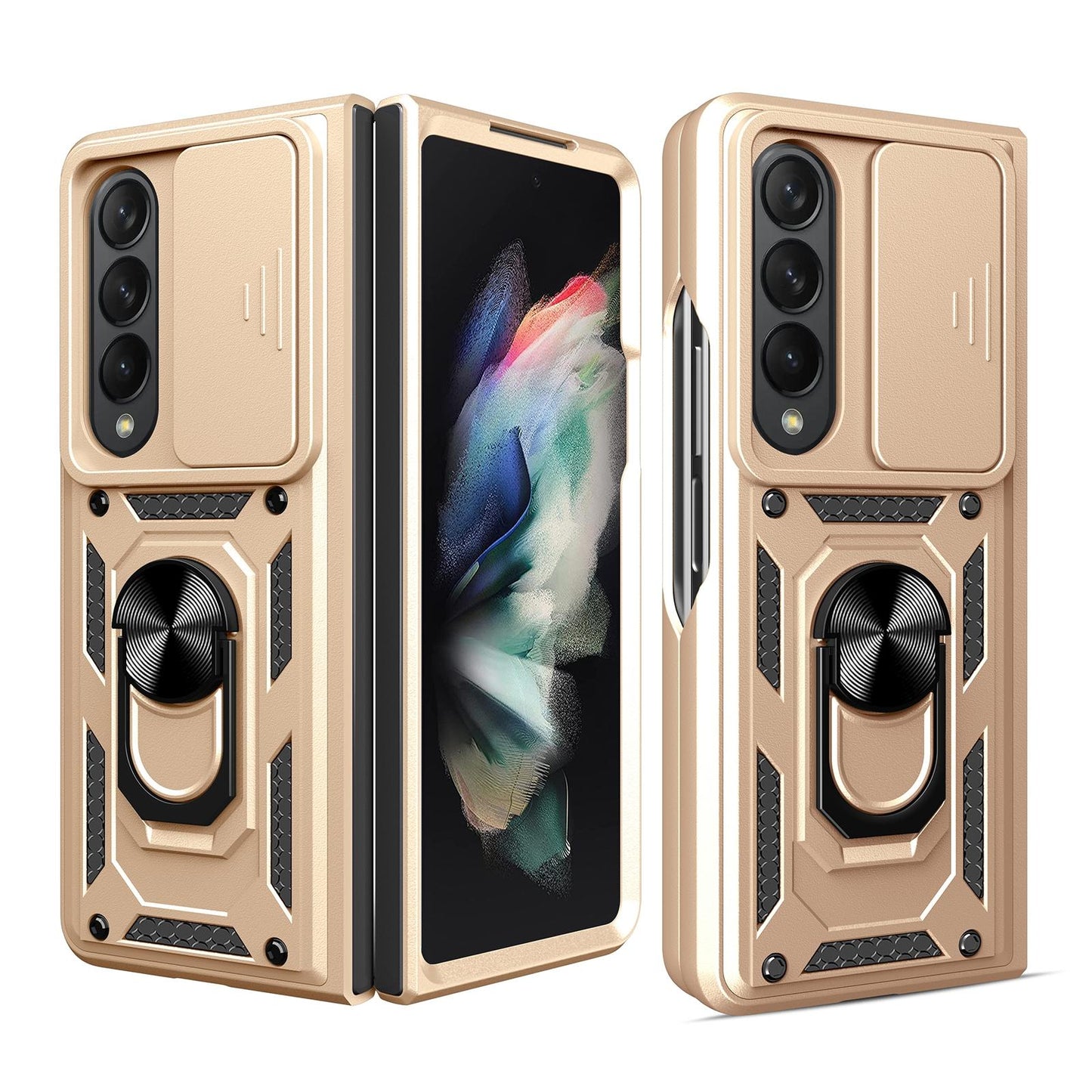 NNEDSZ Samsung Galaxy Z Fold 4 Tpu Pc Case With Sliding Camera Cover - Green