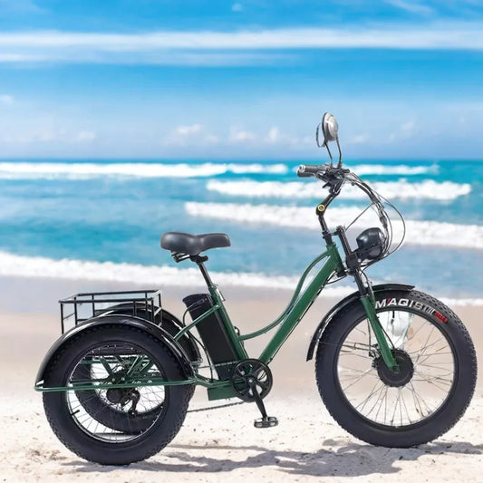 Electric Tricycle For Adults Battery Removable Range of 65km 750w 48W 7-Speed Transmission 24 Inch Snow Fat Bike Electic Bicycle