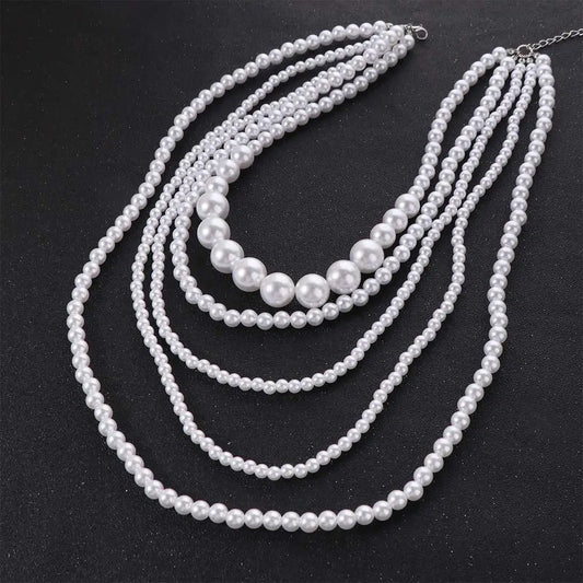 Trendy Charms Pearl Beaded Necklaces Luxury Sweet Multi Layer Necklaces Neck Jewelry Body Chain Exaggerated Necklaces Gifts