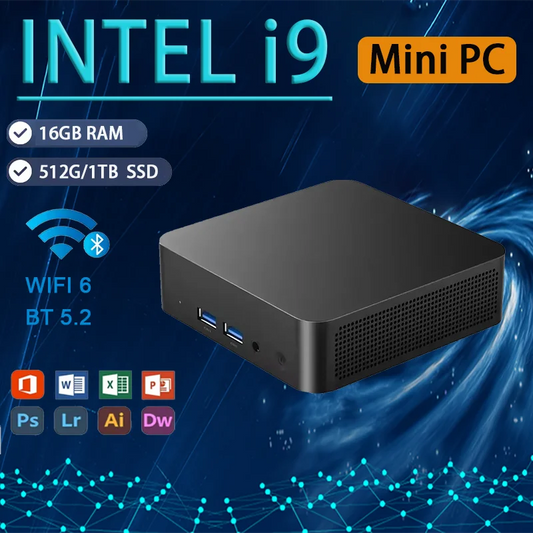 Mini PC Windows 11 Pro Intel 8th Gen Intel i9 Mini PC DDR4 12GB RAM 512GB ROM WiFi 6 BT5.2 Desktop Computer Gaming Mini PC